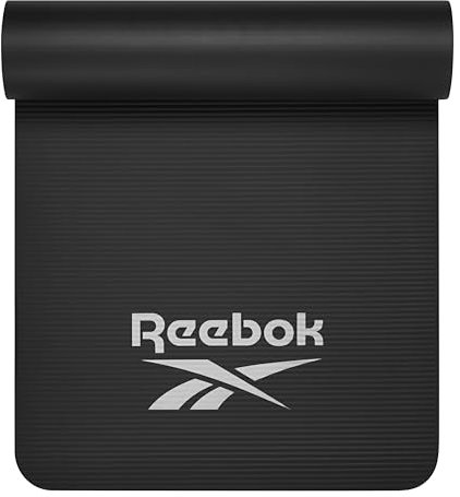 Reebok Pro 10 mm extra dicke Yogamatte, 182,9 x 61 cm, mit einfachem Tragegurt, große, rutschfeste Trainingsmatte mit geriffelter Unterseite für Heimtraining, Pilates, Bodenübungen und