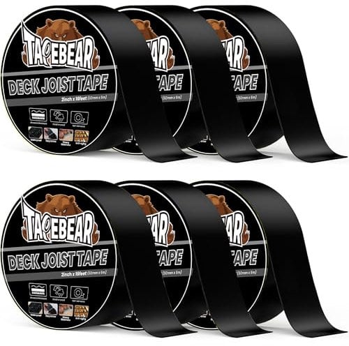 TAPEBEAR Nastro Butilico 50mm x 5m, Nastro sigillante Impermeabile per Legno Anti-corrosione, Autoadesivo Nastro di Busile Nastro Bituminoso per Travi in Legno, Riparazione Tetto, RV, Tubi, 6 Rotoli