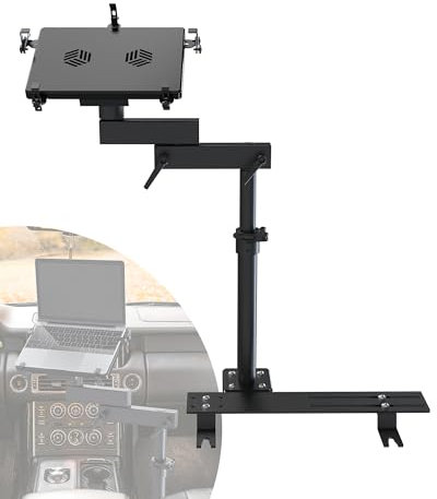 SPIRRELAB Universal Laptop Vehicle Mount for Trucks, Vans, SUVs, Aluminum Car Computer Laptop Notebook Tablet Holder Built-in Cooling Fan Dual Pivot Adjustable Height 11.9 to 20