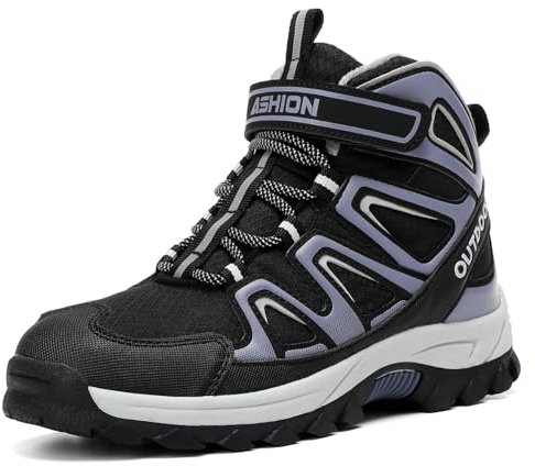 ELAPHURUS Kinder Winterstiefel Jungen Wanderstiefel Warmfutter Schneestiefel Mädchen Baumwollschuhe Trekking Wanderschuhe,Tiefblau Schwarz,37 EU