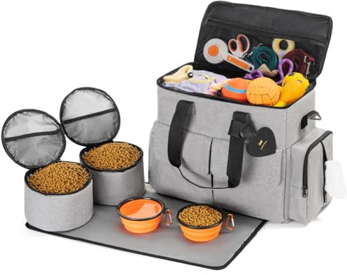Uross Hunde-Reisetasche- Hundetaschen für Reisen, Haustier-Reisetasche Hund Travel Backpack Tasche für Lieferungen, kleine Welpe Kit Overnight Bag Hund Gepäck Tasche Koffer-Grau