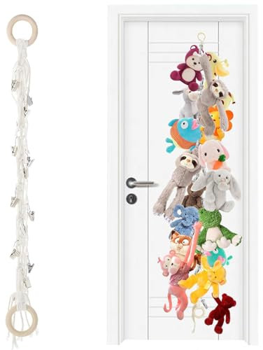 Teddy Toy Hammock, Stuffed Animal Storage Net With Metal Clips, Plush Toy Storage Rope for Hanging Holiday Cards