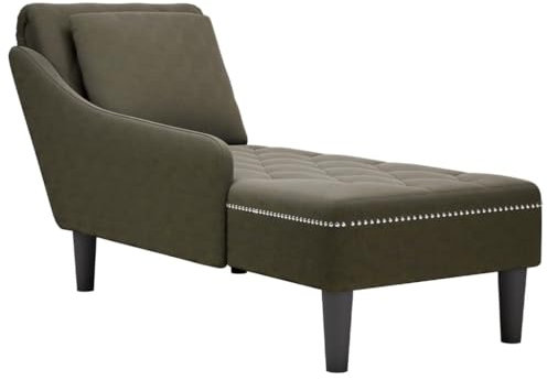 vidaXL Chaiselongue mit Kissen & Rechter Armlehne Armeegrün Kunstleder