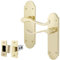 EAI Polished Brass Door Handle Latch Set - Victorian Scroll Shaped | 1 Pair of Internal Handles & Latch (64mm)