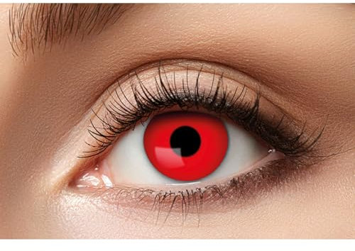 Roter Teufel Kontaktlinsen/Monatslinsen - vegane, tierversuchsfreie Motivlinsen ohne Sehstärke - Unisex - Erwachsene - ideal für Halloween, Karneval, Motto- und Horror-Party