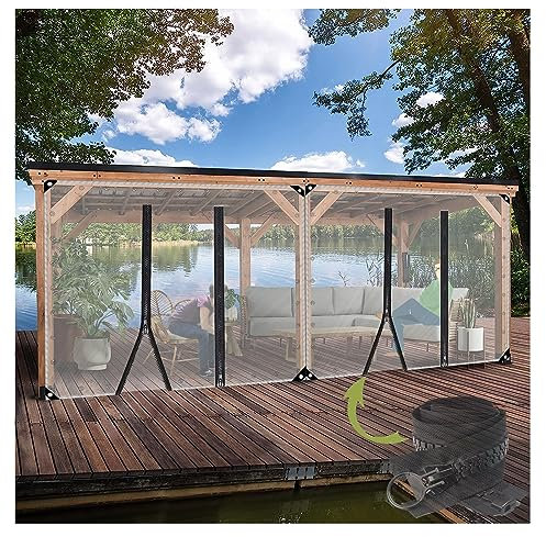 Strapazierfähige PVC-Planen-Vorhänge mit Reißverschluss-Tür, für Outdoor, Camping, Angeln, Gartenarbeit, reißfest, 0,5 mm dick, 700 g/m² (Größe: H 2,6 x B 9 m/H 8,5 x B 29,1 m)