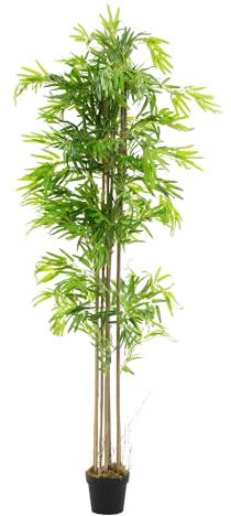 ML-Design Bambou Artificiel 210 cm Décoratif, Plante Verte Grande avec Tronc en Bois Véritable, Fausse Plante en Pot, Déco Aspect Naturel, Arbre pour Intérieur/Extérieur Chambre Balcon Salon Bureau