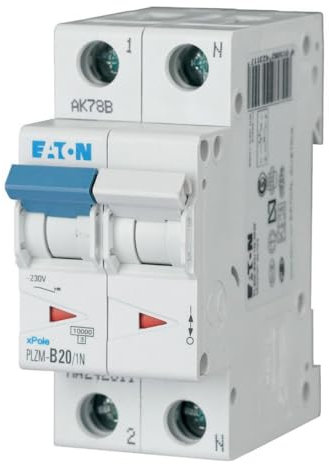 Eaton PLZM-B20/1N-MW Leitungsschutzschalter 20A 1P+N 1-polig+N B-Charakteristik LS-Schalter (242311)