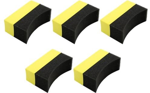 Brillo profesional de neumáticos - rueda de coche curvada, mejor esponja de espuma | Almohadillas de aplicación brillantes, esponjas de limpieza de neumáticos, efecto obvio de suciedad gruesa