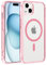 Coiwxmoi Cover Magnetica per Apple iPhone 15 6.1,Compatibile con Magsafe, Sottile Trasparente Morbido Silicone TPU + Hard PC Custodia Antiurto Anti-Graffio Protettiva Cover,Rose
