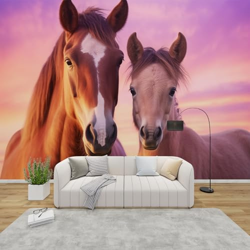 PaxGloz Fototapete Pferdemotiv Tapete Mädchenzimmer Pferde Tapeten Vliestapete Modern Wandtapete Wohnzimmer Schlafzimmer Kinderzimmer Wanddeko Motivtapeten 200 x 140 cm (B x H)