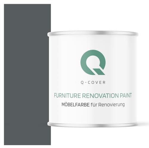 Q-COVER Möbelfarbe Satin | Farbton: Basaltgrau RAL 7012 2,5L | Holzfarbe für Möbel & Innenausbau | Deckend, wasserbasiert, kratzfest | Für Küchen, Schränke, Tische, Gartenmöbel