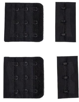 HAND Pack of 2 Black Bra Hook and Eye Bra Strap Sew-in Fasteners - 3 Hooks - 54 mm Wide