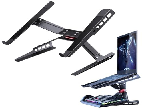 Notebook Stand | 32 cm Laptop Desk Base | Ergonomic Adjustable Computer Stand | Ventilated Carbon Steel Stand for Tablets and Laptops - Overheating, Desktop Use and