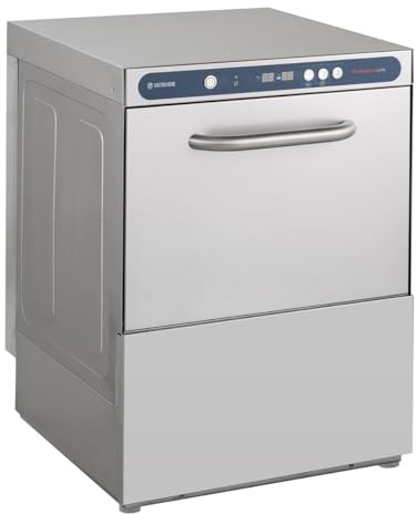 Geschirrspülmaschine PROFI-GSM50SL | Korbmaß 50×50 cm | Profi Geschirrspüler für Gastronomie | mit Reiniger- & Klarspüldosierer | Ablaufpumpe | 230 V | Edelstahl | Made in Europe