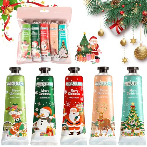 Handcreme Set,Weihnachten Handcreme,5-Parfümierte Feuchtigkeitsspendend handcreme,Geschenkset Weihnachten für Frauen und Männer(20g*5)