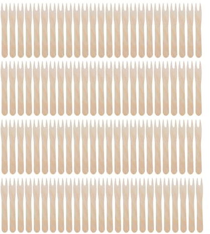 200 Chip Forks, Cake Forks, Wooden Forks, Wooden Chips, Wooden Cutlery, Party Cutlery, French Fries, Forks, Party Tableware, Piekser for Party, Birthday, Camping and Picnic, 85 mm
