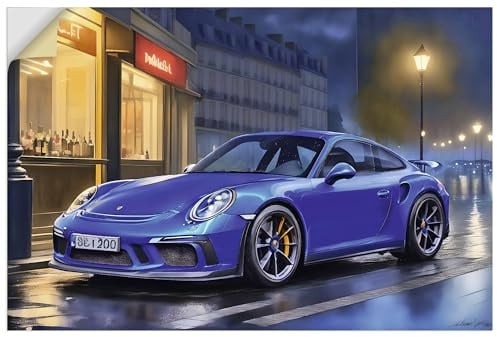 ARTland Wanddeko Wandtattoo selbstklebende Vinylfolie 90x60 cm aesthetic room decor Sportwagen Auto Klassiker Porsche 911 U5PS