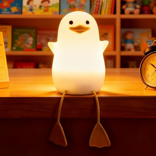 Cute Duck Night Light Squishy Silicone Nursery Lamp with Dimmer & Timer | Rechargeable Bedside Light. Duck Lamp Gift for Night Feeds Newborn, Room Decor, Toddlers.