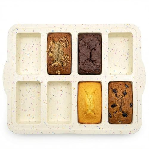 Hulvyzu Moule à Cake en Silicone, Moules Individuels à Gâteaux en Silicone Rectangulaire 8 Cavités Moules à Pâtisserie Moule à Pain en Silicone Moule de Cuisson Moules à Savon pour Brownies, Chocolat