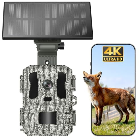 Misstech 4K UHD Solar Wildlife Camera for Garden Monitoring, Trail Cam with 0.1s Fast Activation to Record, 64MP/4K Clear Night Vision, No Monthly Fee, App Control, IP66 Waterproof, Local Storage