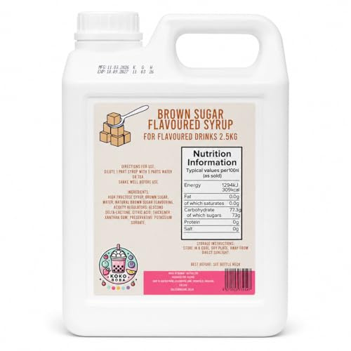 Koko Boba Premium Bubble Tea Syrup – 2.5KG Bottles – Flavoured Drink Concentrates for Boba, Milk Tea, Iced Drinks & Desserts – Authentic Café-Style Taste (Brown Sugar)