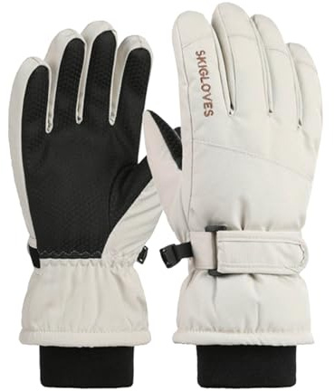 Generisch Guantes de esquí para niños, guantes de invierno cálidos, guantes deportivos para niños y niñas, para esquiar, montar a caballo, actividades al aire libre (blanco, talla única)