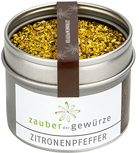 Zauber der Gewürze Zitronenpfeffer, grob gemahlen, leckere Pfeffer-Mischung mit zitronig-frischer, pfeffriger Würze, Top-Qualität in wiederverschließbarer Aroma-Dose, 75 g