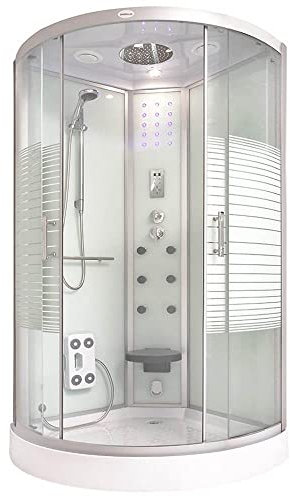 HOME DELUXE - Douche complète WHITE PEARL - dimensions : 90 x 90 cm - avec douche à effet pluie, radio et accessoires I Douche préfabriquée, douche, temple de la douche
