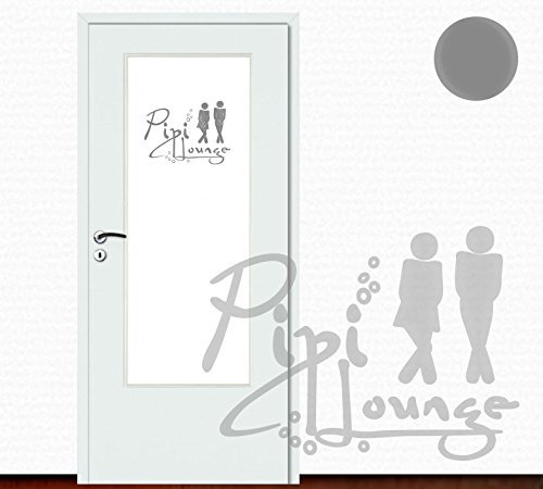 Sunnywall Wandtattoo Türaufkleber Bad PIPI Lounge WC Tür Toilette Größe: Größe 2 (Silbergrau, Größe 2 = 27.00 cm x 20.00 cm)