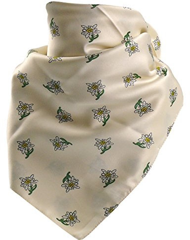 Harrys-Collection Damen Feines Tuch mit Edelweiss in vielen Farben 65 X 65 cm, Farben:creme