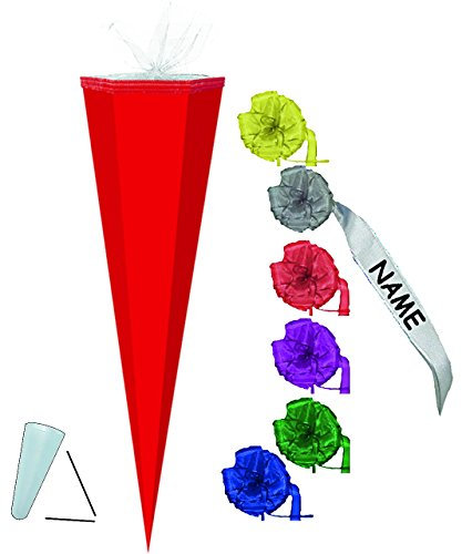 alles-meine.de GmbH Schultüte Rohling - Rot - 35 cm incl. individueller Schleife mit Kreppabschluß - Zuckertüte - zum Basteln, Bemalen und Bekleben Bastelschultüte