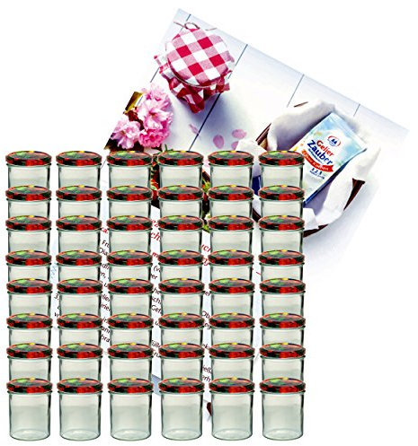 Lot de 48 bocaux/pots à confiture en verre TO 82 avec couvercles motif fruits et livret de recettes Diamant pour gelées 350 ml [français non garanti]