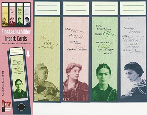 4 Einsteckschilder Ordnerrücken Frauen Kahlo Queen Einsteck Ordner Deko IC24