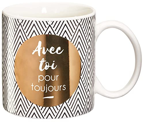 DRAEGER Paris | Mug Black & Gold Porcelaine Fine avec toi pour Toujours | Idée Cadeau Amoureux, Couple, Mari, Femme Tendresse, Amitié, Famille, Anniversaire | Coffret Cadeau