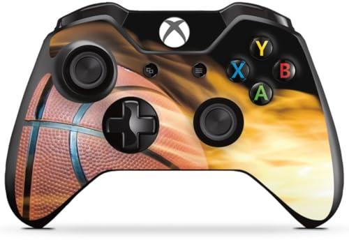DeinDesign Skin kompatibel mit Microsoft Xbox One Controller Folie Sticker Basketball Feuer Sport