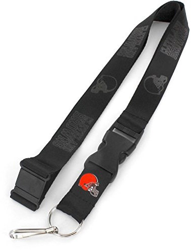 aminco NFL Cleveland Browns Team Lanyard, Black on Black