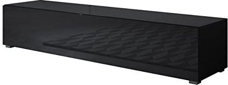 MB Muebles Bonitos | Fernsehtisch mit Füssen 2cm Modell Luke H2 | Länge 160 cm x Tiefe 40 cm x Höhe 32 cm | Glänzende Ausführung | Schwarz