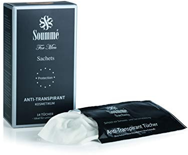 Soumme Antitranspirant Protection Tücher Box for Men Kosmetikum [14 Stk 119ml] | Schützt vor Schweiß- und Geruchsbildung, verschiedene Pflegestoffe | Dermatologisch getestet