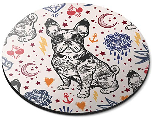 RM8458 Mauspad, rund, Motiv: Französische Bulldogge