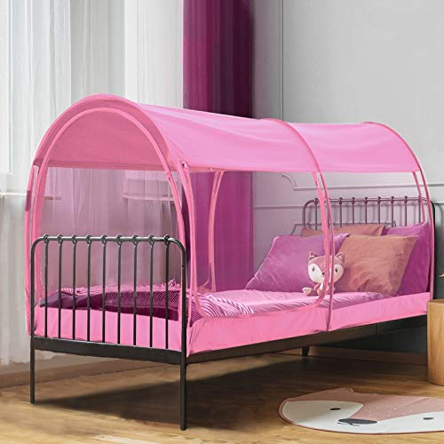 LEEDOR Moskitonetz, Bettzelt, Sichtschutz, Privatsphäre, für Kinder oder Erwachsene, für Doppelbetten, 190 x 137 x 119 cm (Matratze Nicht im Lieferumfang enthalten), rosa