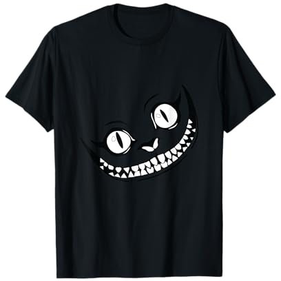 Chat du Cheshire souriant en noir et blanc T-Shirt