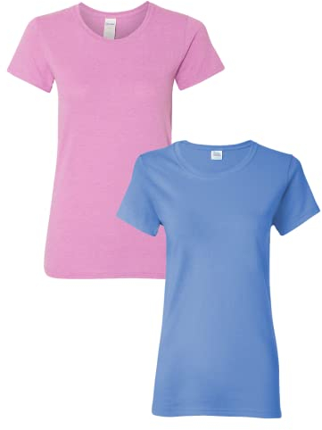 Gildan Women's Heavy Crewneck Cap Sleeve, 2-Pack HeatherOrchid-Carolina Large