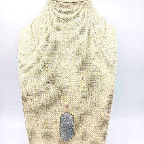 Collares Con Colgantes De Piedra Para Mujer,7 Chakra Damas Natural Semiprecioso Ovalado Oro Exquisito Suéter Retro Cadena Flash Stone Collar Regalo Para Parejas Amigo Mujeres Fiesta De Cumpleaños