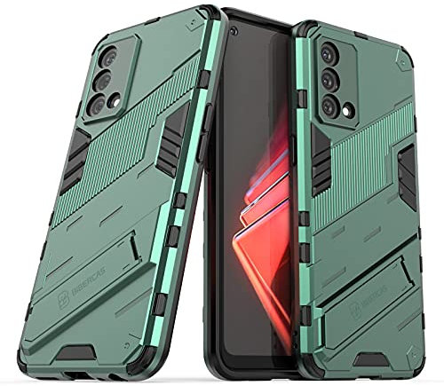 GIOPUEY [Fusión Funda Compatible con Realme GT Master Edition, Paragolpes de TPU Suave & Carcasa Trasera de PC Dura, con Soporte, Protector Cámara, Anti-Deslizante&Choque - Ejercito Verde