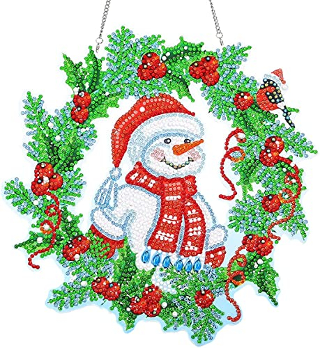 MILAIUN 5D DIY Diamond Painting Weihnachten Kranz,DIY Punkt Bohrer Diamant Malerei Weihnachtsdeko Kranz Kits,Türkränze,für Wand, Fenster Und Eingang Hom