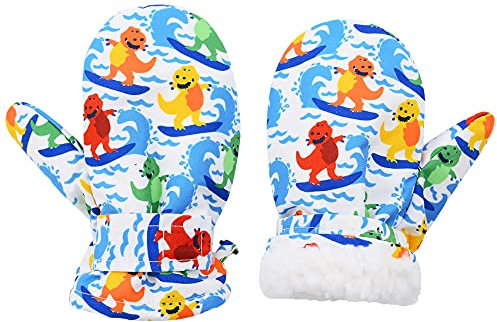 Durio Fäustlinge Kinder Skihandschuhe Winddicht Warme Winterhandschuhe Ski Handschuhe für Jungen und Mädchen Skifahren Schneemann 2-4 Jahre(Tag Size M)