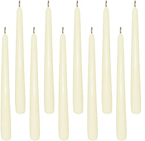 Gastro 10 Creme Spitzkerzen 23,5 x 245 mm, Unparfümiert, Klassisch, Zylindrisch, Indoor, Langsame Brenndauer, Paraffinwachs