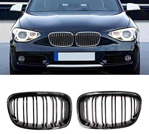 HZTWFC Rejilla frontal de riñón para coche rejillas de carreras de repuesto rejillas de doble listón negras brillantes para BMW F20 F21 1 Series 2011 2012 2013 2014