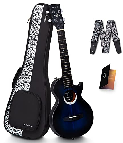 Enya Tenor Ukulele Anfänger Set - Kinder Erwachsene 26 Zoll Blau All Solid Mahagoni Acoustic Ukulele mit Tasche Gurt Taimane Moon Signatur für Schule Reisen Camping Konzert Weihnachten Geschenke